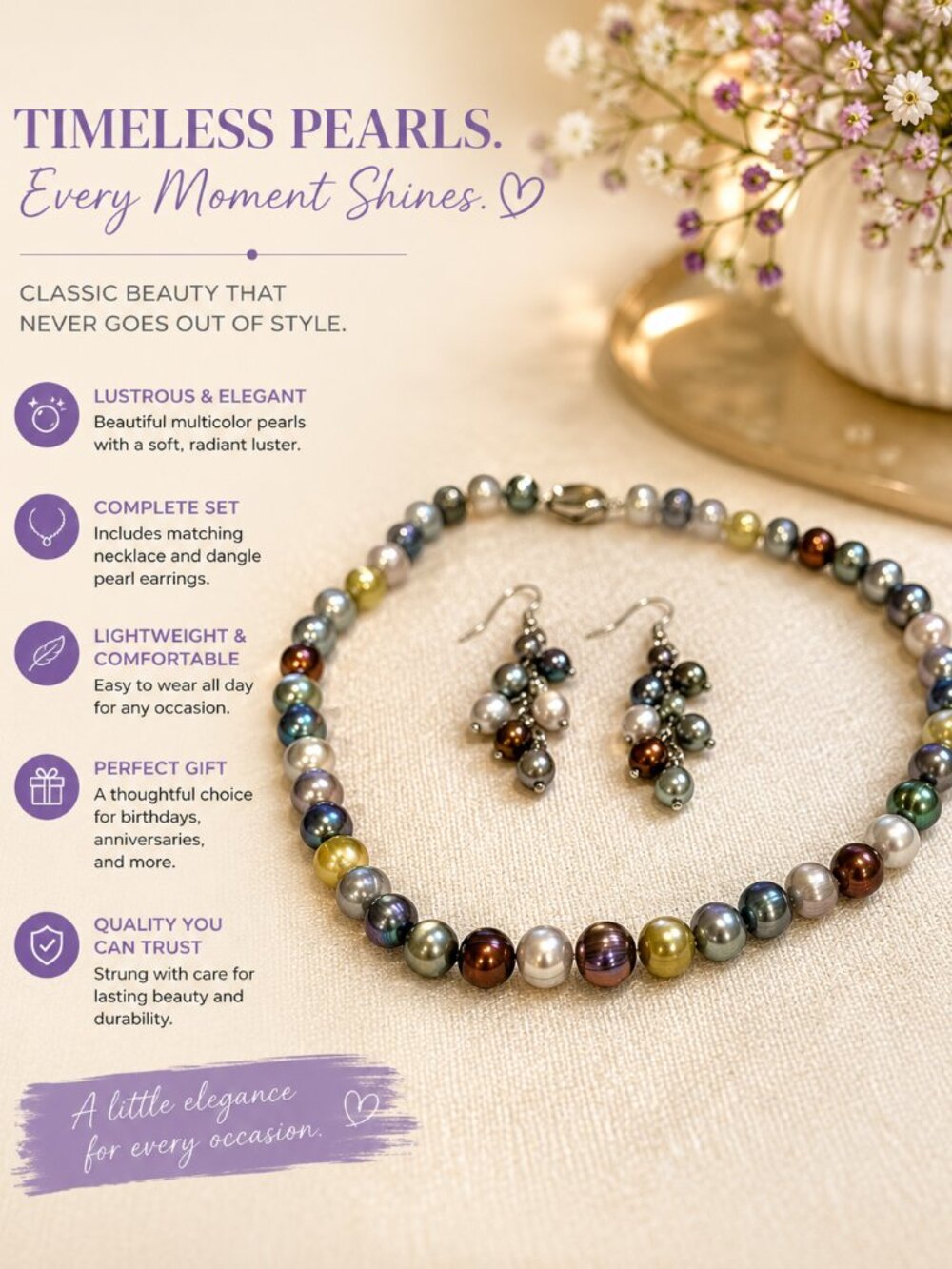 Honora Elegant Multicolor Pearl Bracelet Set